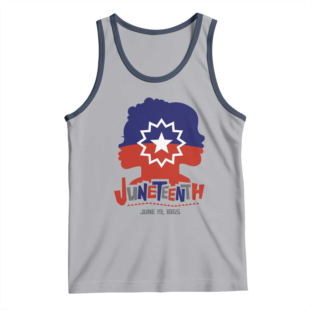 Juneteenth Flag Tank Top Celebrating Black Freedom Day 1865 TS01 Athletic Heather Navy Print Your Wear