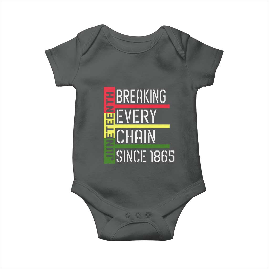 Juneteenth 1865 Baby Onesie Breaking Every Chain TS01 Dark Heather Print Your Wear