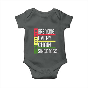 Juneteenth 1865 Baby Onesie Breaking Every Chain TS01 Dark Heather Print Your Wear