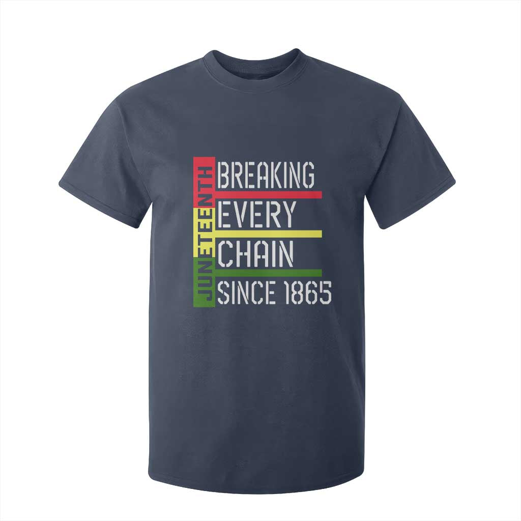 Juneteenth 1865 T Shirt For Kid Breaking Every Chain TS01 Navy Print Your Wear