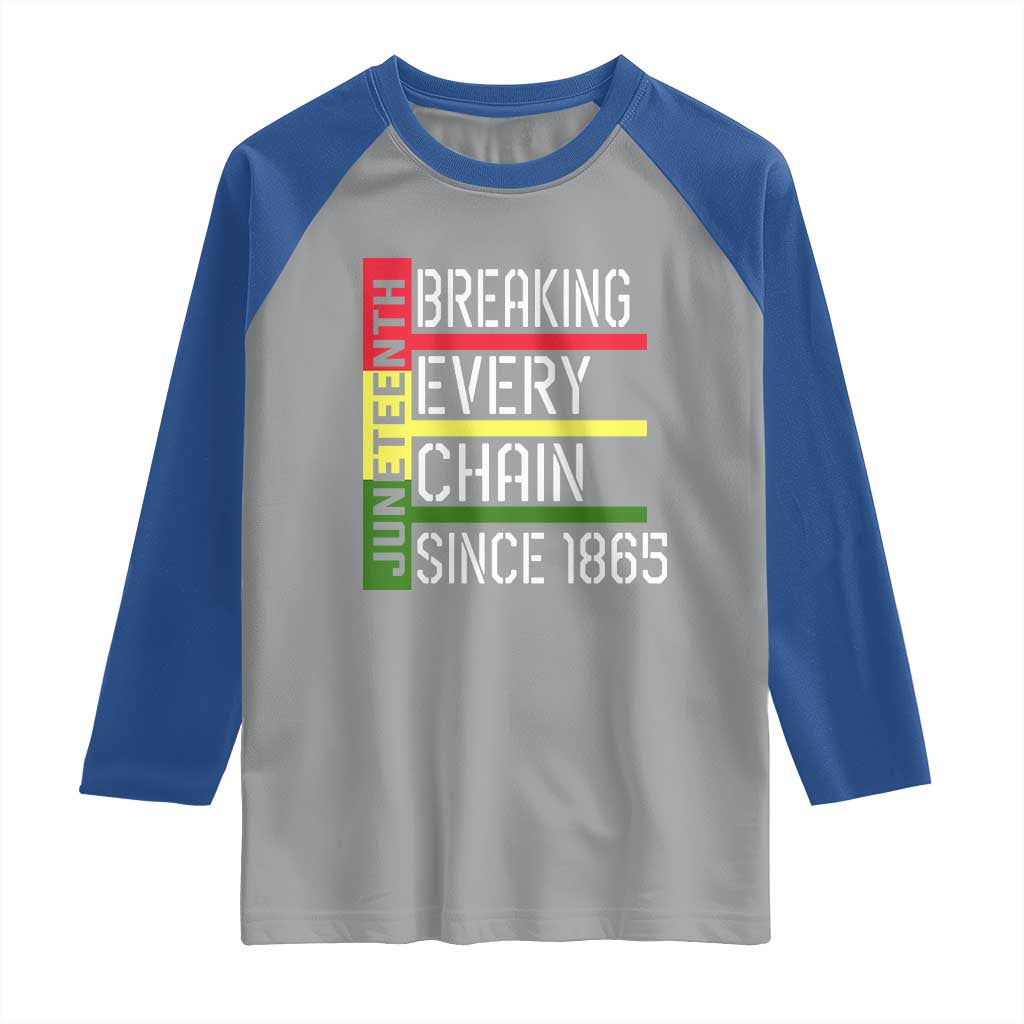 Juneteenth 1865 Raglan Shirt Breaking Every Chain TS01 Sport Gray Royal Print Your Wear