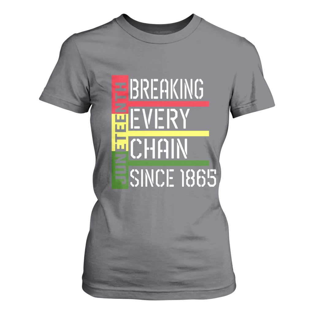 Juneteenth 1865 T Shirt For Women Breaking Every Chain TS01 Charcoal Print Your Wear
