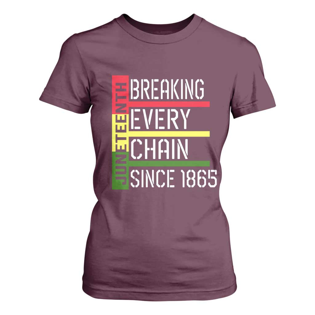 Juneteenth 1865 T Shirt For Women Breaking Every Chain TS01 Maroon Print Your Wear