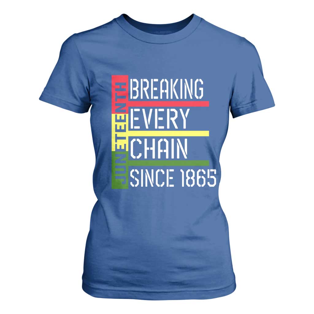 Juneteenth 1865 T Shirt For Women Breaking Every Chain TS01 Royal Blue Print Your Wear