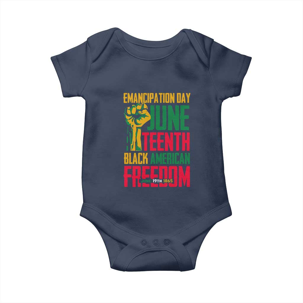 Emancipation Day Baby Onesie Juneteenth Black American Freedom Since 1865 TS01 Navy Print Your Wear