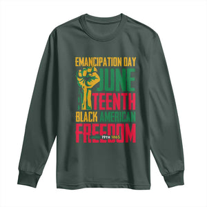 Emancipation Day Long Sleeve Shirt Juneteenth Black American Freedom Since 1865 TS01 Dark Forest Green Print Your Wear