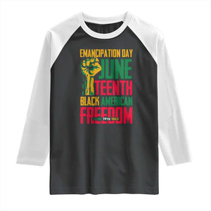 Emancipation Day Raglan Shirt Juneteenth Black American Freedom Since 1865 TS01 Black White Print Your Wear