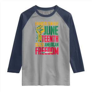 Emancipation Day Raglan Shirt Juneteenth Black American Freedom Since 1865 TS01 Sport Gray Navy Print Your Wear