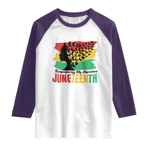 Juneteenth 1865 Raglan Shirt Remembering My Ancestors TS01 White Purple Print Your Wear