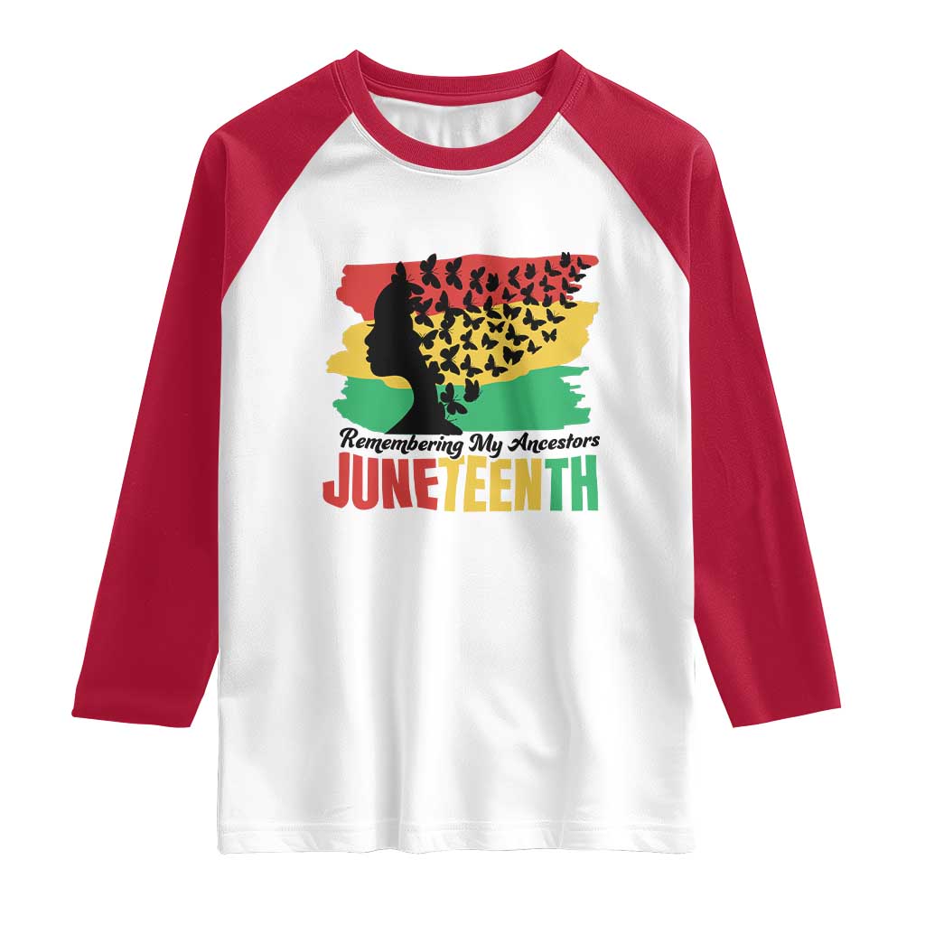 Juneteenth 1865 Raglan Shirt Remembering My Ancestors TS01 White Red Print Your Wear