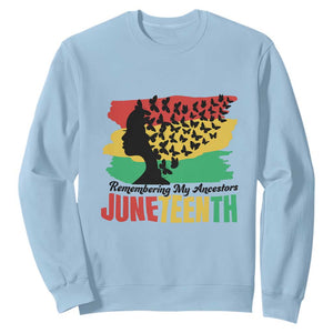 Juneteenth Sweatshirt Remembering My Ancestors TS01 Light Blue Printyourwear