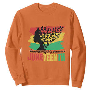 Juneteenth Sweatshirt Remembering My Ancestors TS01 Orange Printyourwear