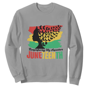 Juneteenth Sweatshirt Remembering My Ancestors TS01 Sport Gray Printyourwear
