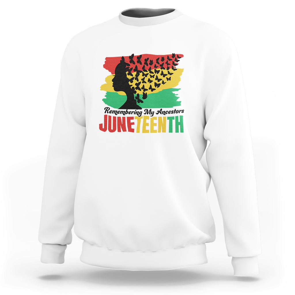 Juneteenth Sweatshirt Remembering My Ancestors TS01 White Printyourwear