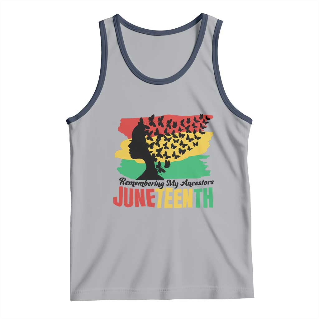 Juneteenth 1865 Tank Top Remembering My Ancestors TS01 Athletic Heather Navy Print Your Wear