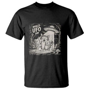 Funny Surprised Cat with UFOs Peace Sign Alien UFO Invasion T Shirt TS01 Black Print Your Wear
