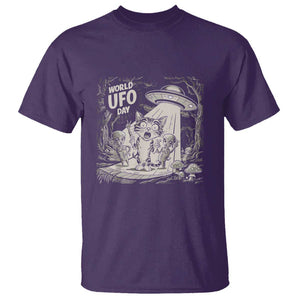 Funny Surprised Cat with UFOs Peace Sign Alien UFO Invasion T Shirt TS01 Purple Print Your Wear