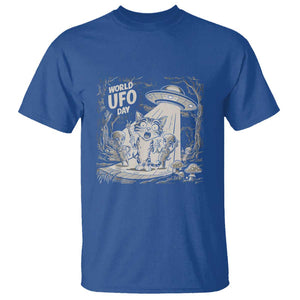 Funny Surprised Cat with UFOs Peace Sign Alien UFO Invasion T Shirt TS01 Royal Blue Print Your Wear