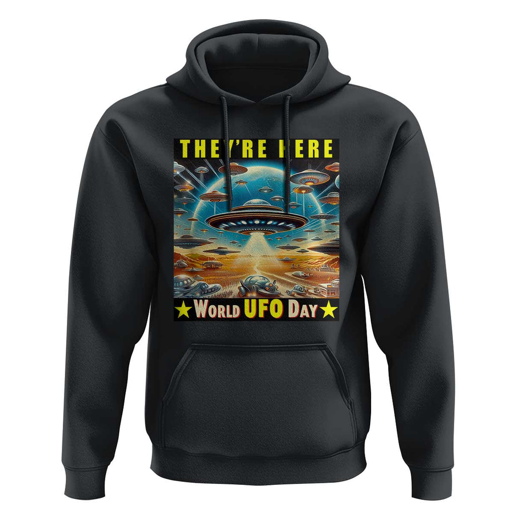 They're Here World UFO Day July 2nd Hoodie TS01 Black Print Your Wear