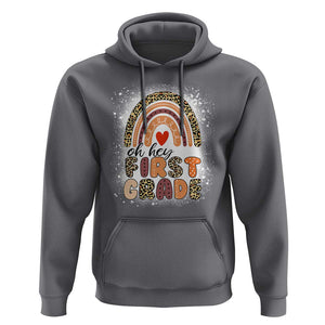 Oh Hey First Grade Hoodie Rainbow Bleached, 1st Day of School for Girls TS01 Charcoal Print Your Wear