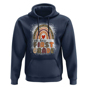 Oh Hey First Grade Hoodie Rainbow Bleached, 1st Day of School for Girls TS01 Navy Print Your Wear