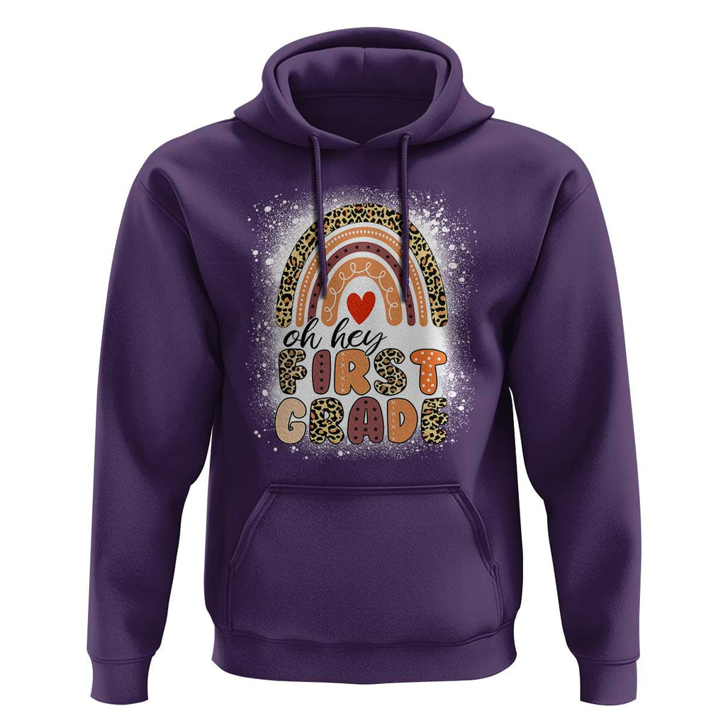 Oh Hey First Grade Hoodie Rainbow Bleached, 1st Day of School for Girls TS01 Purple Print Your Wear