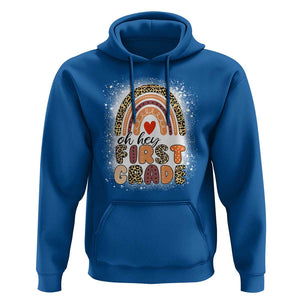 Oh Hey First Grade Hoodie Rainbow Bleached, 1st Day of School for Girls TS01 Royal Blue Print Your Wear