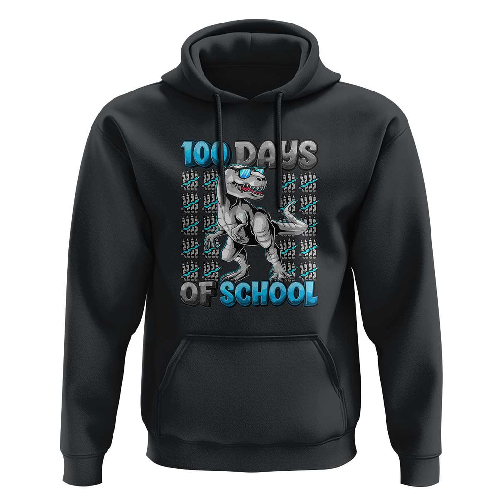 100 Days of School T-Rex Hoodie 100 Days Smarter Celebration TS01 Black Print Your Wear