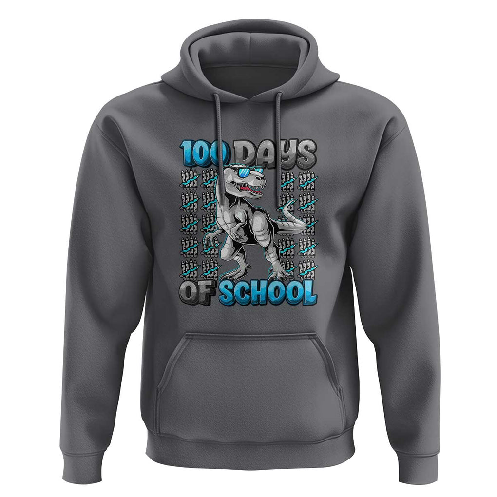 100 Days of School T-Rex Hoodie 100 Days Smarter Celebration TS01 Charcoal Print Your Wear