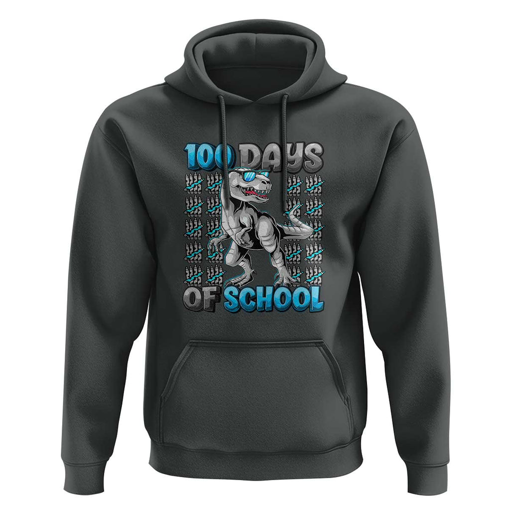 100 Days of School T-Rex Hoodie 100 Days Smarter Celebration TS01 Dark Heather Print Your Wear