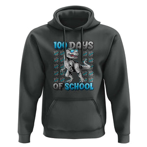 100 Days of School T-Rex Hoodie 100 Days Smarter Celebration TS01 Dark Heather Print Your Wear