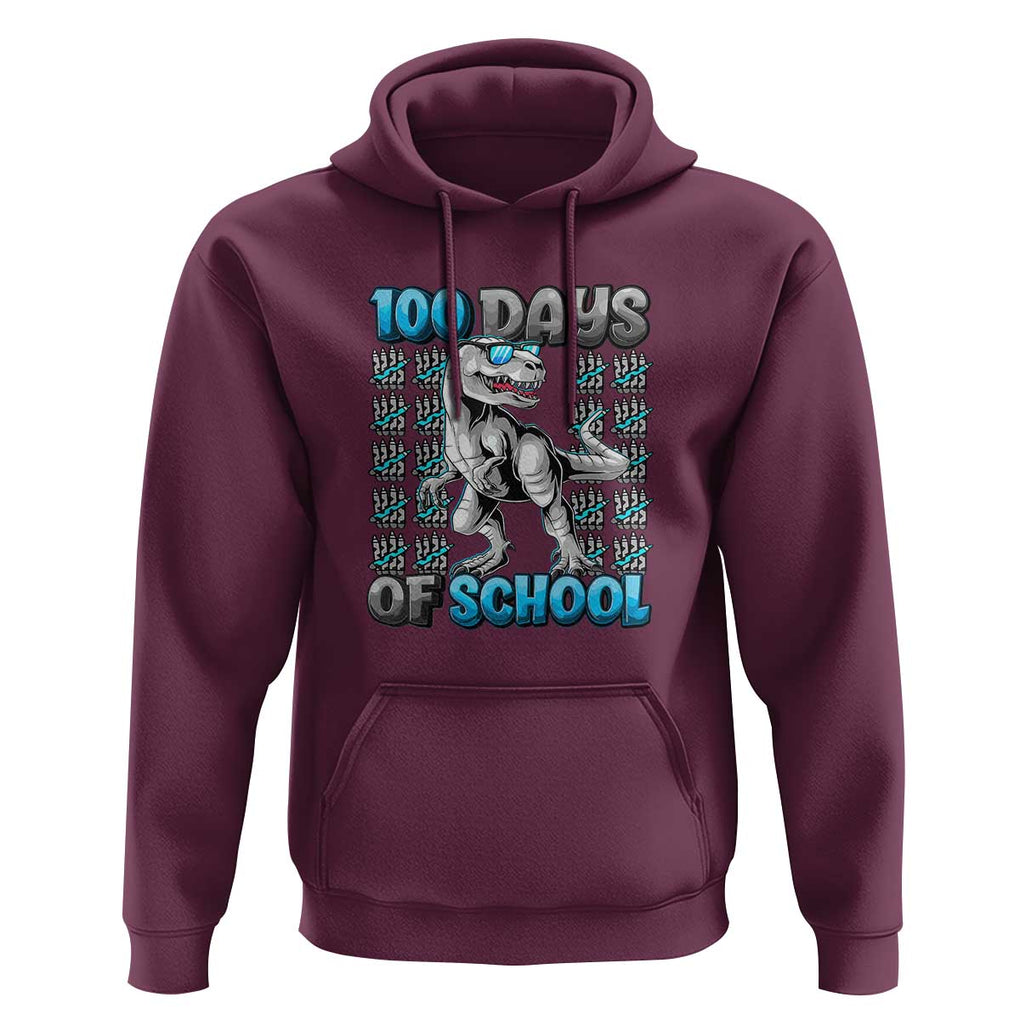 100 Days of School T-Rex Hoodie 100 Days Smarter Celebration TS01 Maroon Print Your Wear