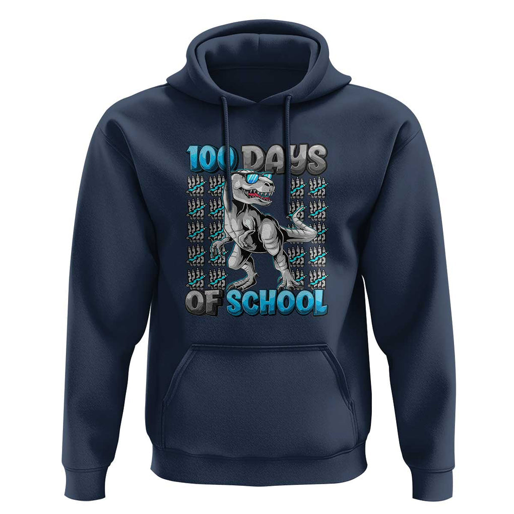 100 Days of School T-Rex Hoodie 100 Days Smarter Celebration TS01 Navy Print Your Wear