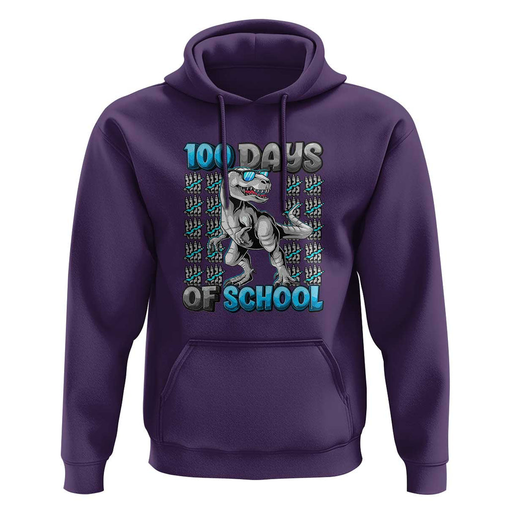 100 Days of School T-Rex Hoodie 100 Days Smarter Celebration TS01 Purple Print Your Wear