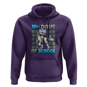 100 Days of School T-Rex Hoodie 100 Days Smarter Celebration TS01 Purple Print Your Wear