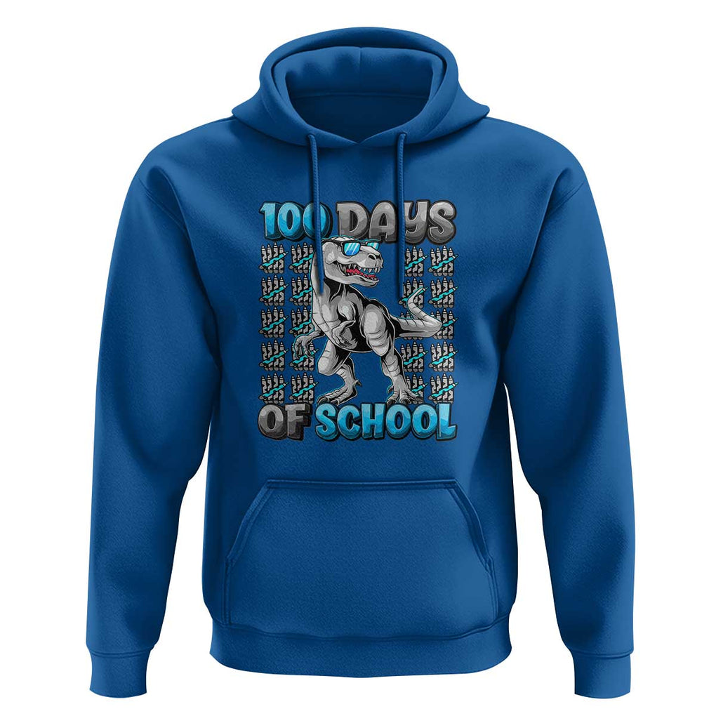 100 Days of School T-Rex Hoodie 100 Days Smarter Celebration TS01 Royal Blue Print Your Wear