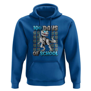 100 Days of School T-Rex Hoodie 100 Days Smarter Celebration TS01 Royal Blue Print Your Wear