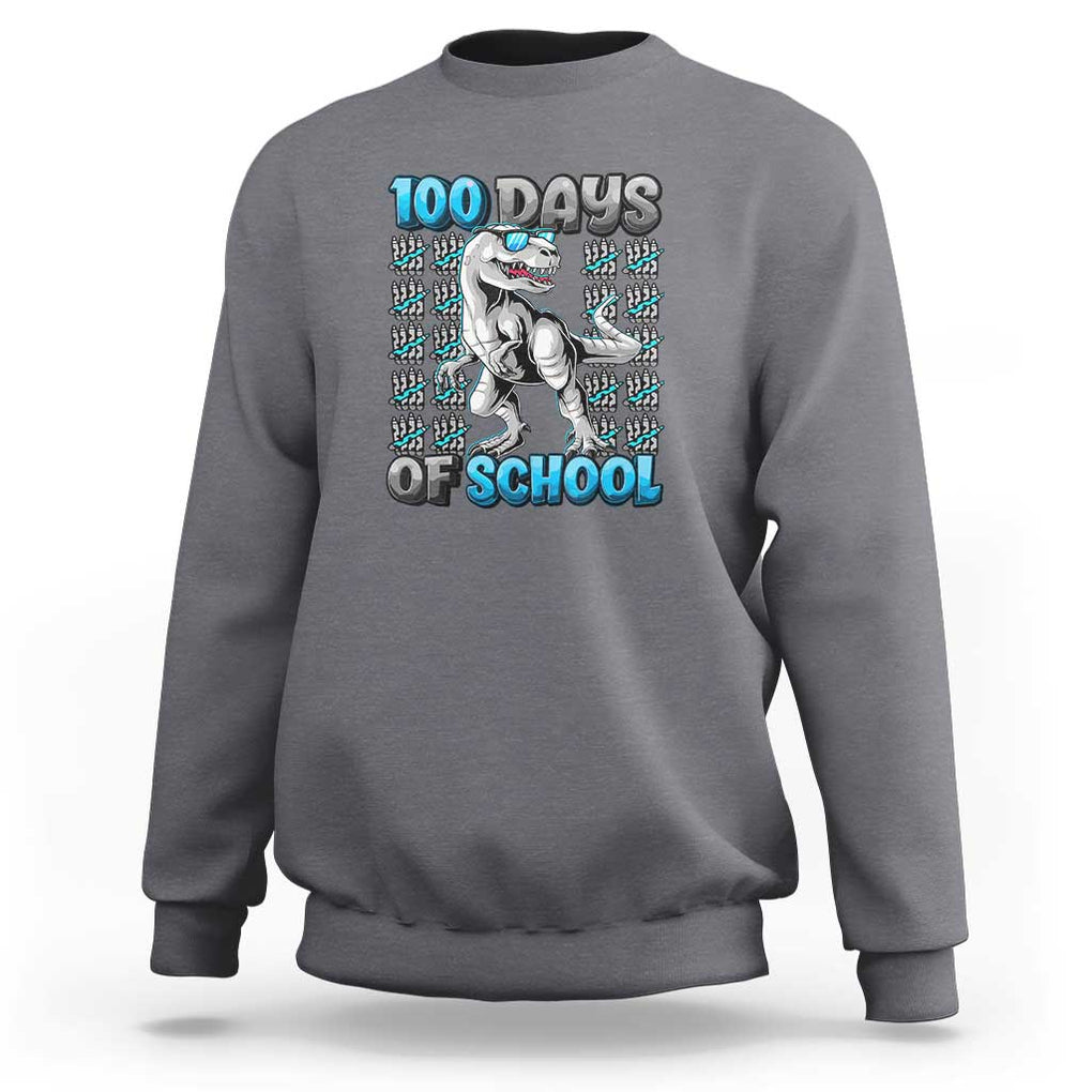 100 Days of School T-Rex Sweatshirt 100 Days Smarter Celebration TS01 Charcoal Print Your Wear