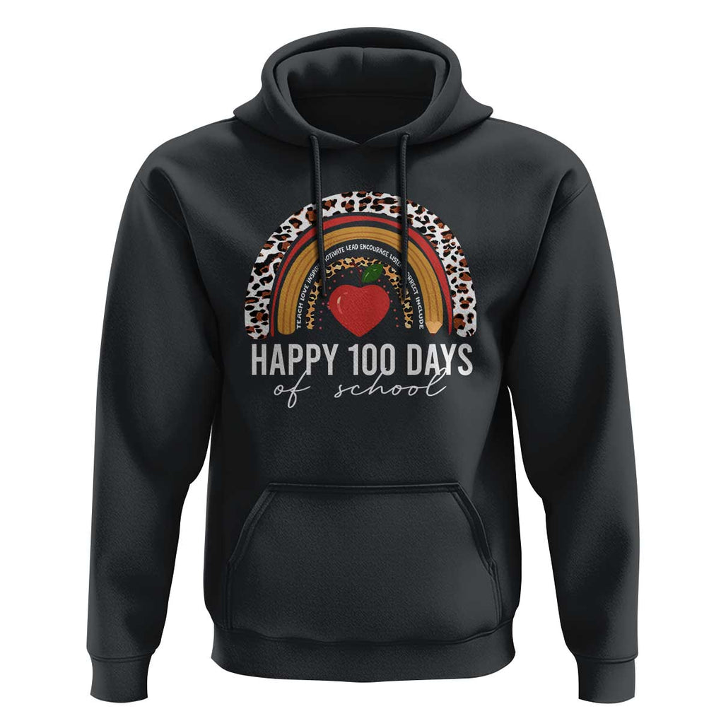 Rainbow 100 Days of School Hoodie Womens Happy 100th Day for Teacher TS01 Black Print Your Wear