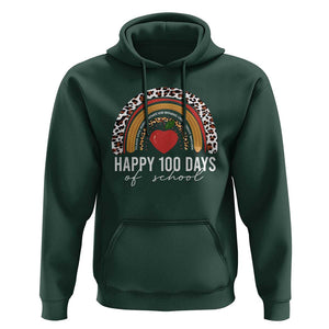 Rainbow 100 Days of School Hoodie Womens Happy 100th Day for Teacher TS01 Dark Forest Green Print Your Wear