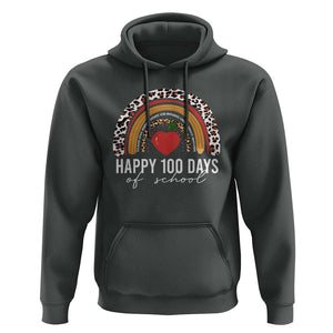 Rainbow 100 Days of School Hoodie Womens Happy 100th Day for Teacher TS01 Dark Heather Print Your Wear