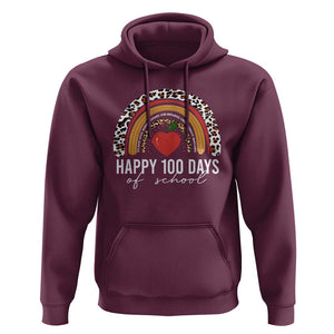 Rainbow 100 Days of School Hoodie Womens Happy 100th Day for Teacher TS01 Maroon Print Your Wear