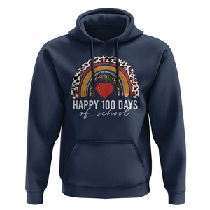 Rainbow 100 Days of School Hoodie Womens Happy 100th Day for Teacher TS01 Navy Print Your Wear