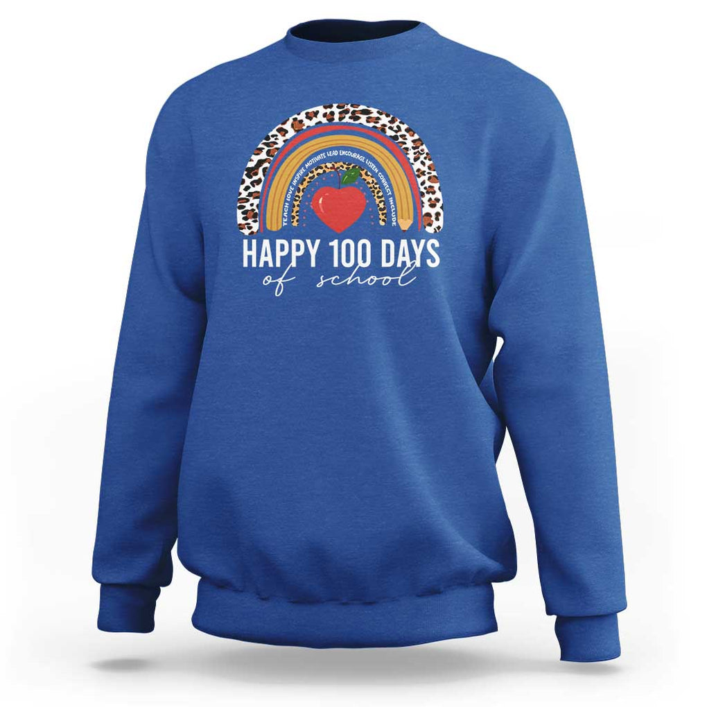 Rainbow 100 Days of School Sweatshirt Womens Happy 100th Day for Teacher TS01 Royal Blue Print Your Wear