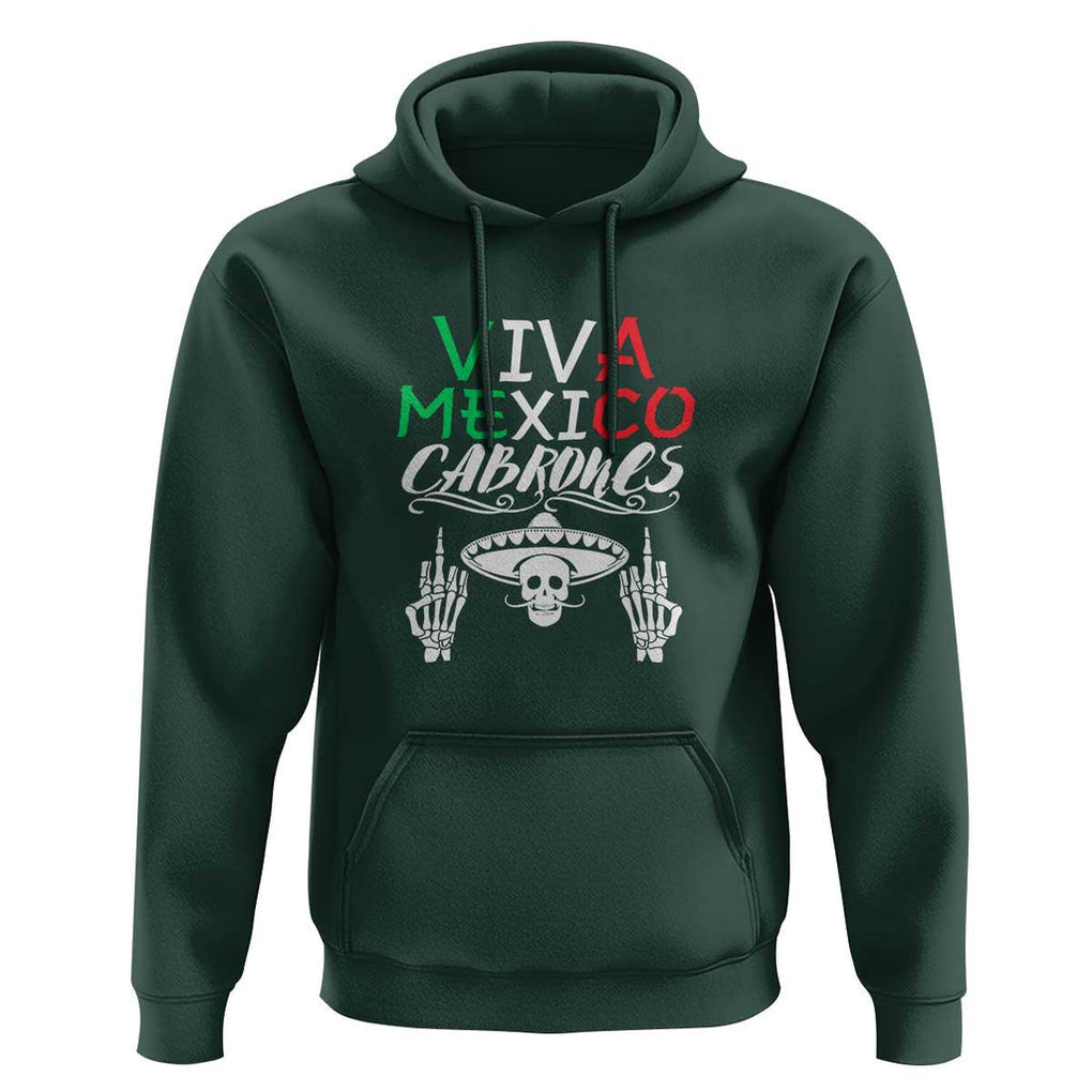 Viva Mexico Cabrones Hoodie Mexican Flag Independence Day Design TS01 Dark Forest Green Print Your Wear