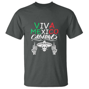 Viva Mexico Cabrones T Shirt Mexican Flag Independence Day Design TS01 Dark Heather Print Your Wear
