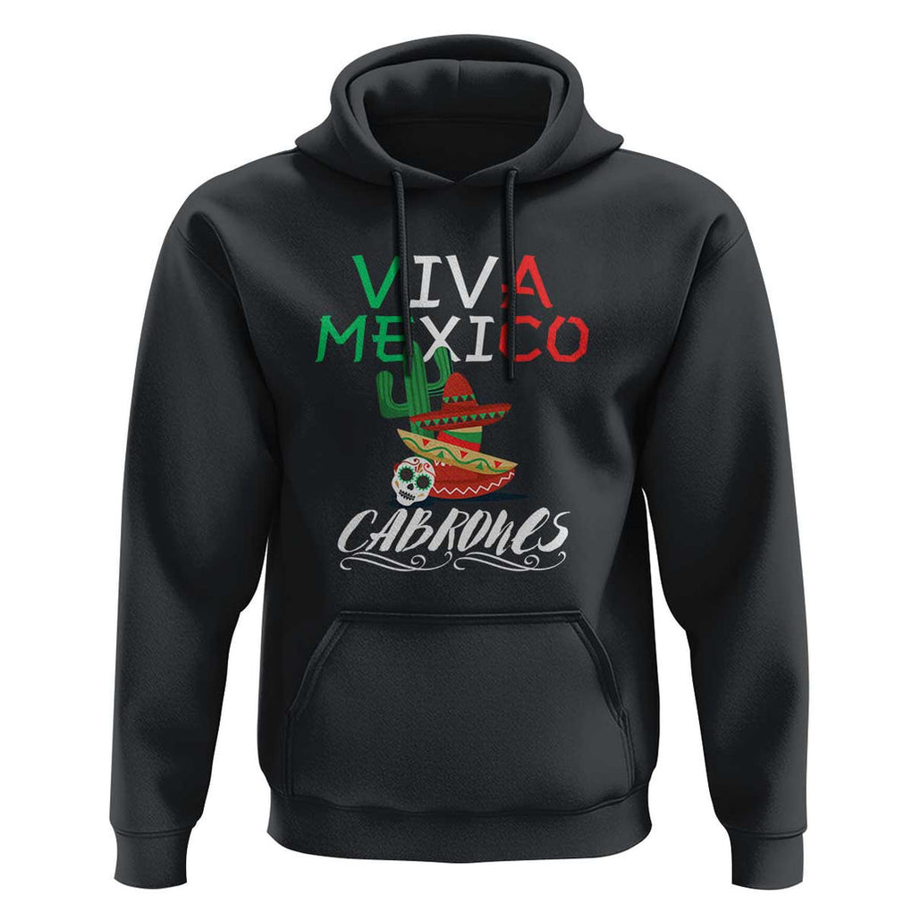 Viva Mexico Cabrones Hoodie Celebrate Mexican Pride with Flag Design TS01 Black Print Your Wear