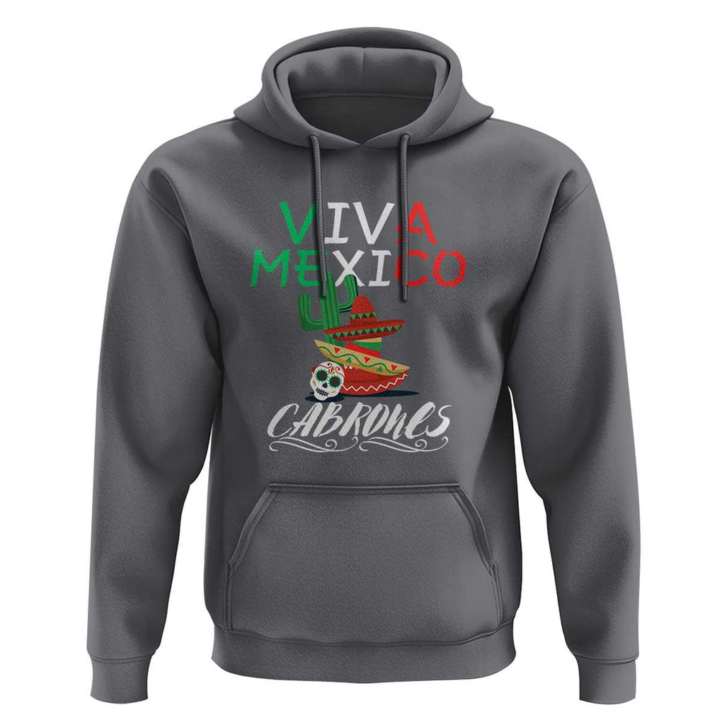 Viva Mexico Cabrones Hoodie Celebrate Mexican Pride with Flag Design TS01 Charcoal Print Your Wear