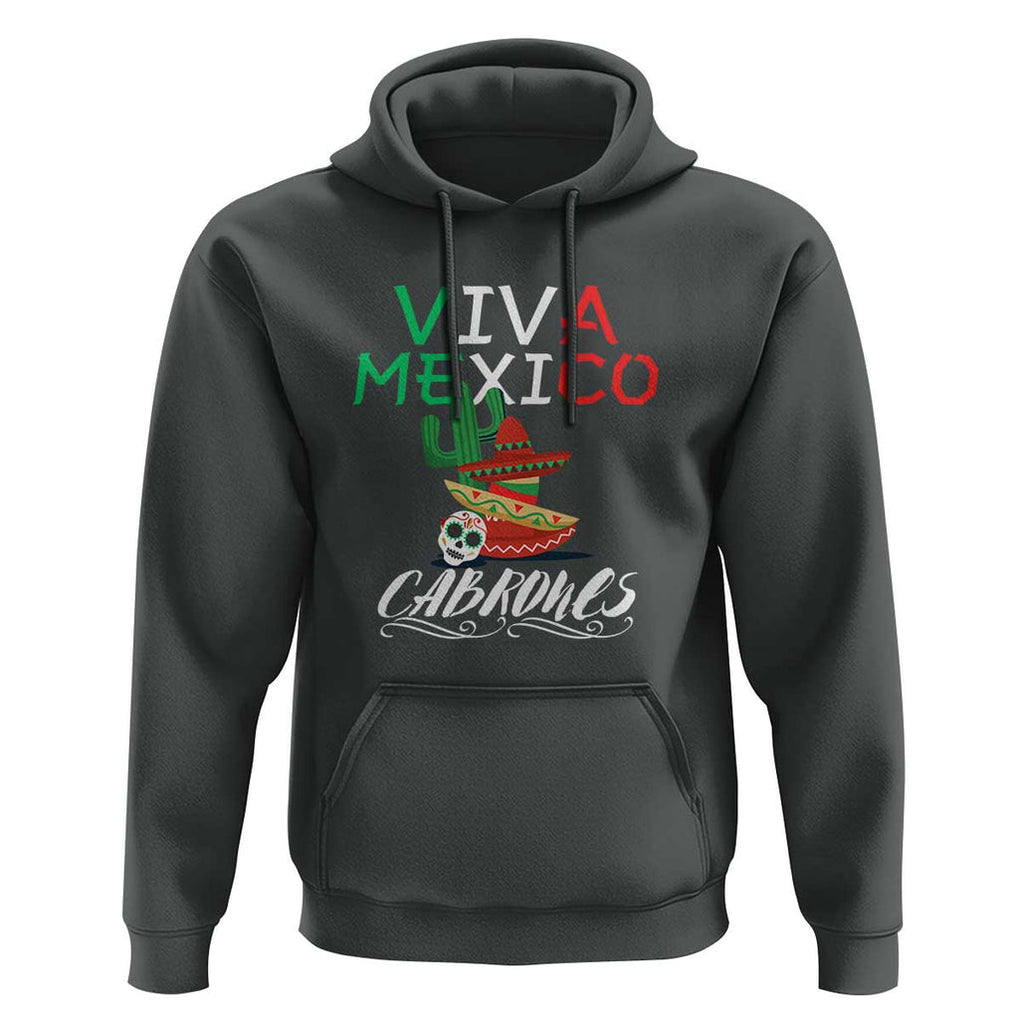 Viva Mexico Cabrones Hoodie Celebrate Mexican Pride with Flag Design TS01 Dark Heather Print Your Wear