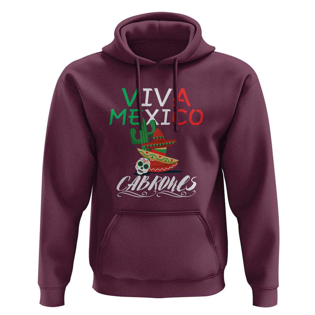 Viva Mexico Cabrones Hoodie Celebrate Mexican Pride with Flag Design TS01 Maroon Print Your Wear